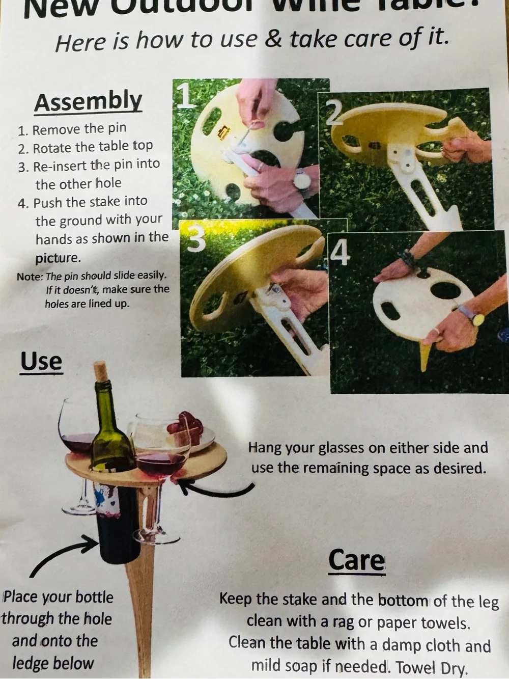 NIB Faircraft Collapsible Outdoor Wine Table